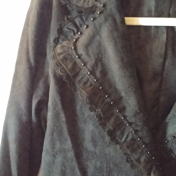 Black beaded lace trimmed blazer Sz M Jensato - Picture 5 of 7